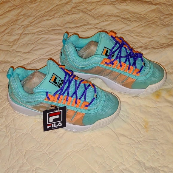 👣FILA Disruptor II 💖Monomesh Turquoise Sneakers footwear size 7 or 8 - Picture 6 of 14
